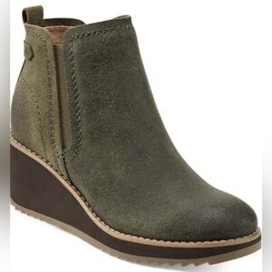 Earth Womens' Cleia Slip On Casual Wedge Booties Sz 7 Green NWOB